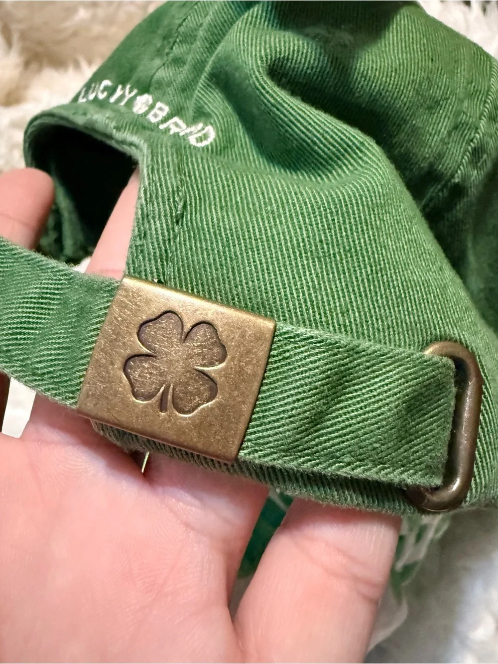 Lucky Brand Forest Green Clover Patch Baseball Hat